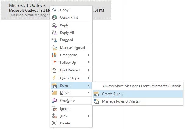 creating rules in outlook