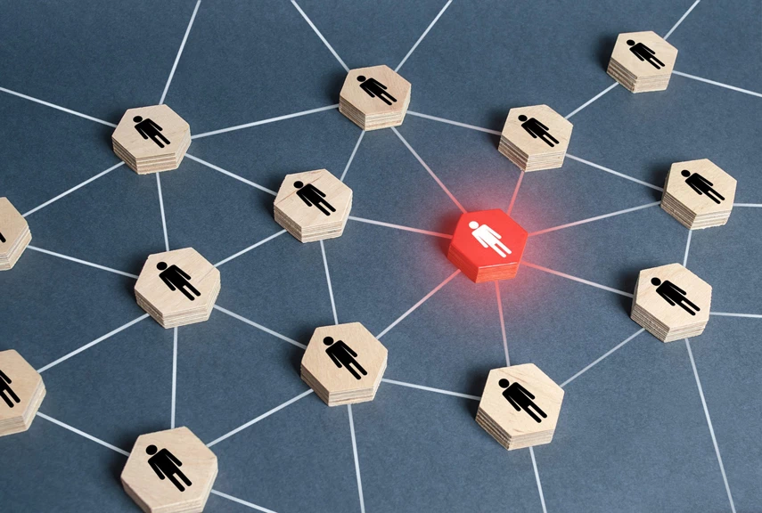 Illustration of web connection between people.