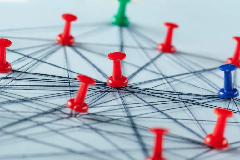 Network with pins.