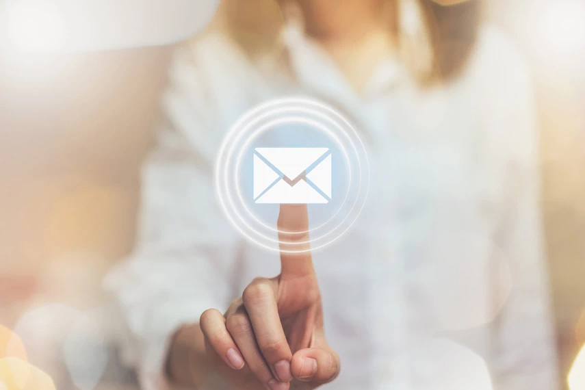 Girl touch the email icon.