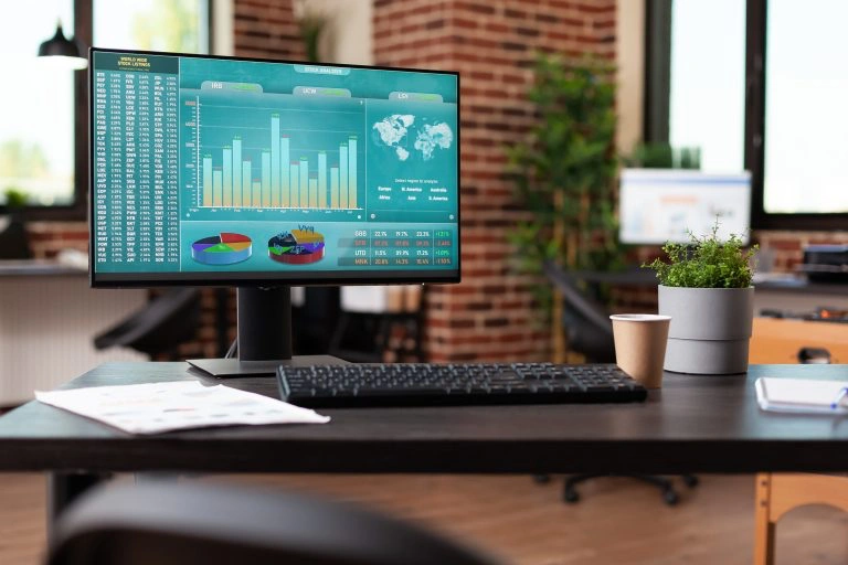 Stock market chart diagram on computer.
