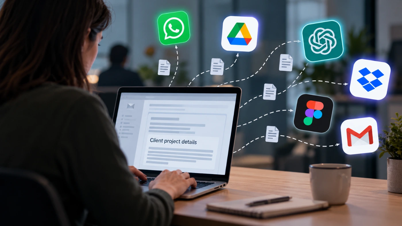 Employee using business documents with unapproved cloud storage, messaging and AI applications